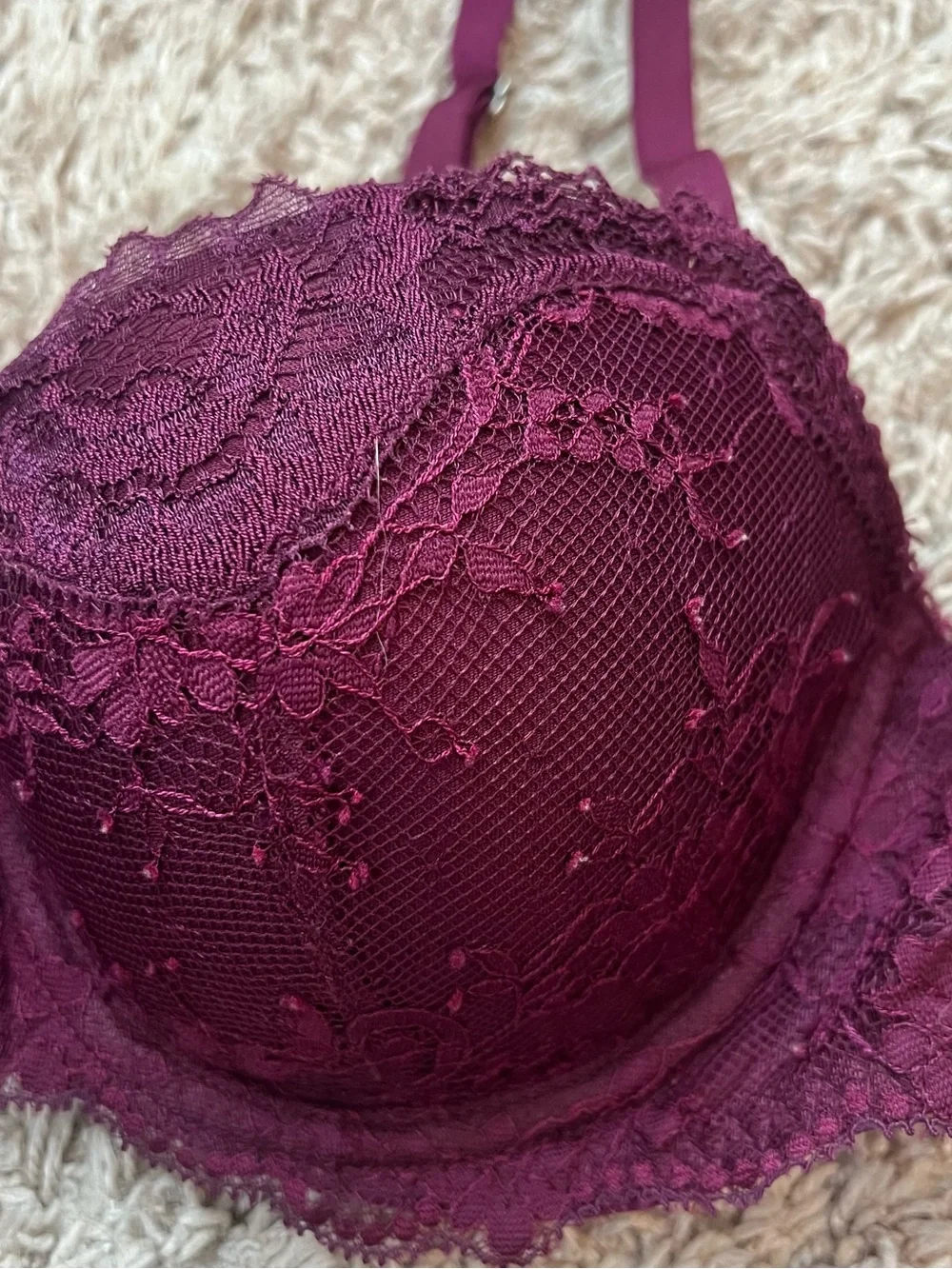 Victoria's Secret 34B Lined Demi Lace Underwire Bra in Plum